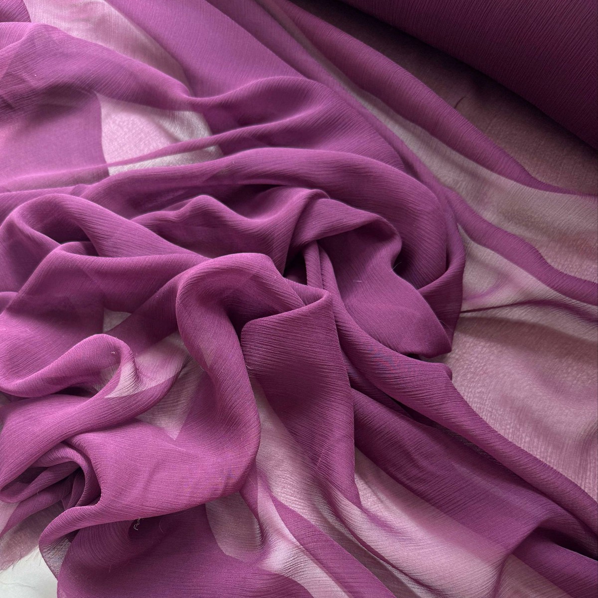 Boysenberry Purple - Crinkle Silk Chiffon Fabric