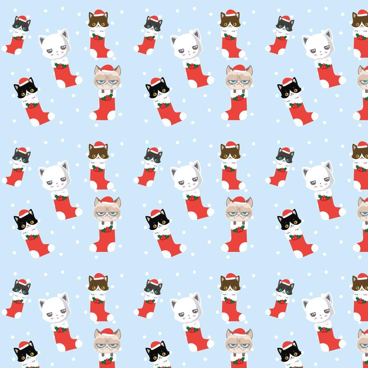 Christmas Cats in Stockings Fabric