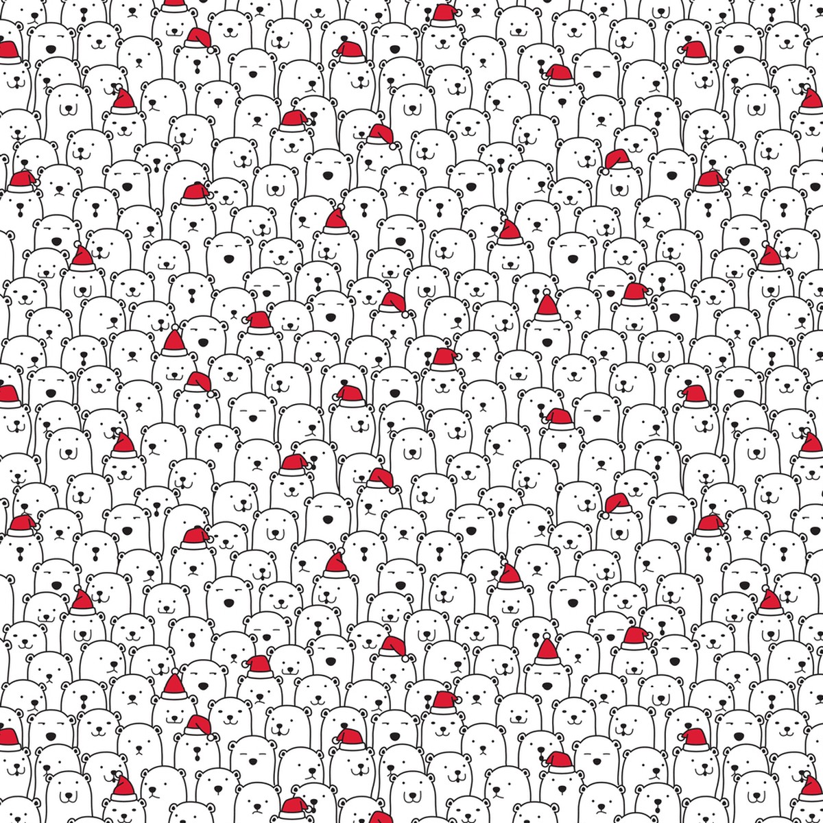 Christmas Polar Bears Fabric - BlackRed