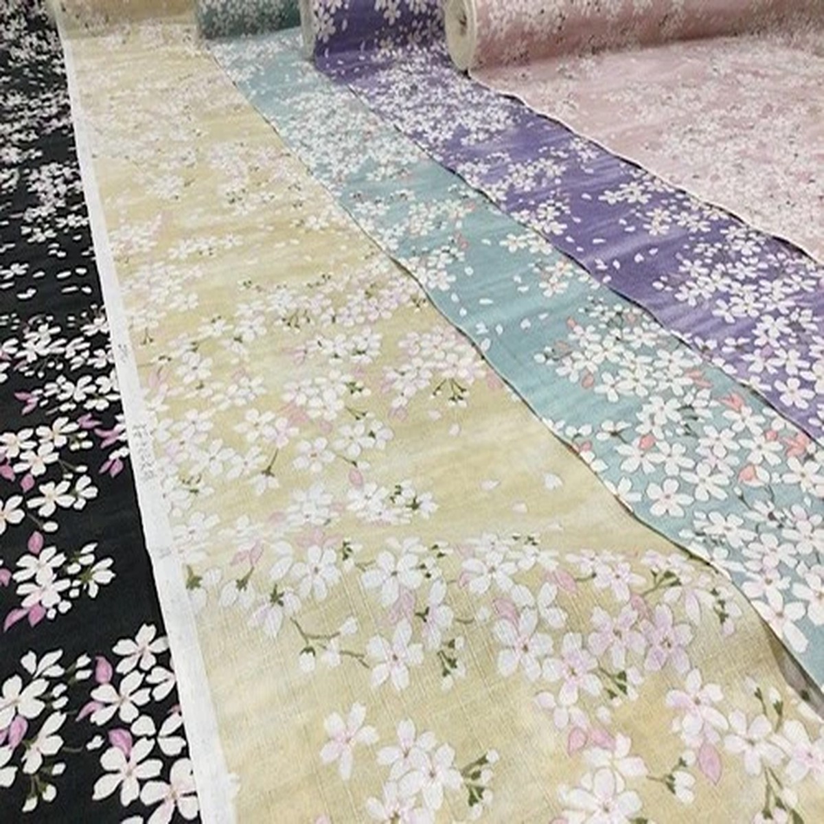 Japanese Kimono Fabric Sakura Cotton Dobby Breathable Summer Yukata Textile