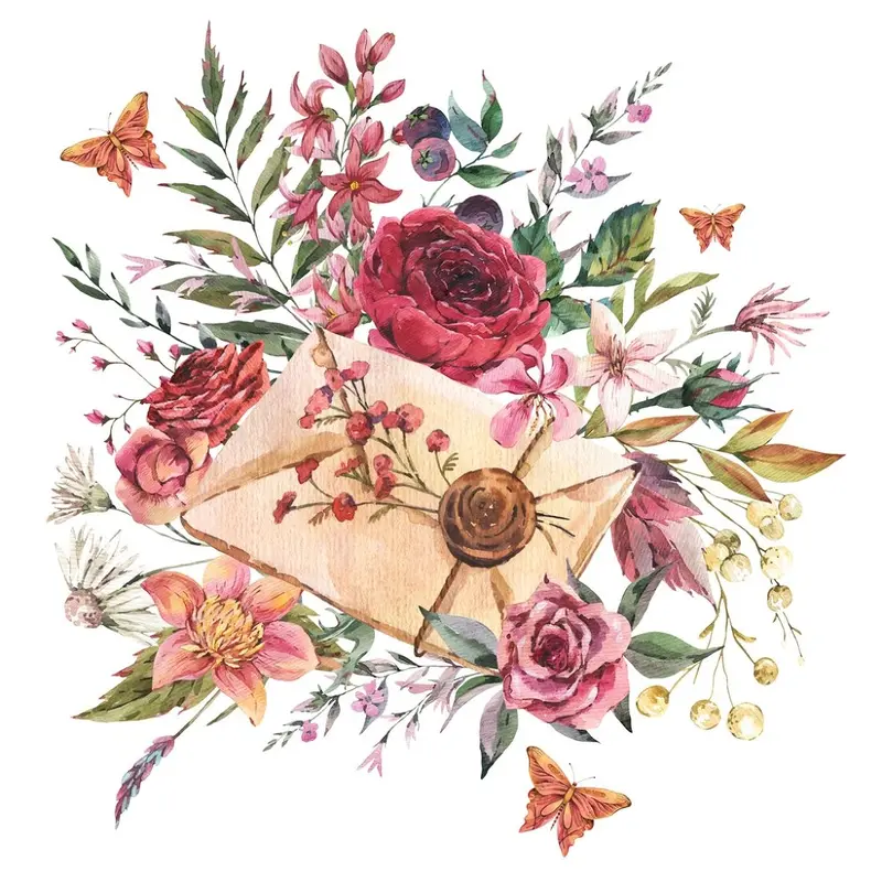 Vintage Letter & Florals Fabric Panel