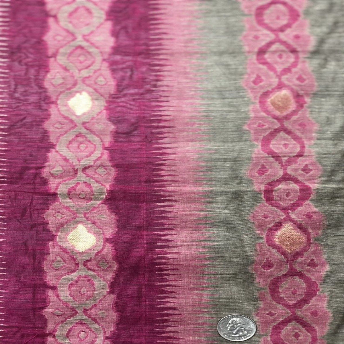 Fuschia/Gold 178 Cotton Ikat
