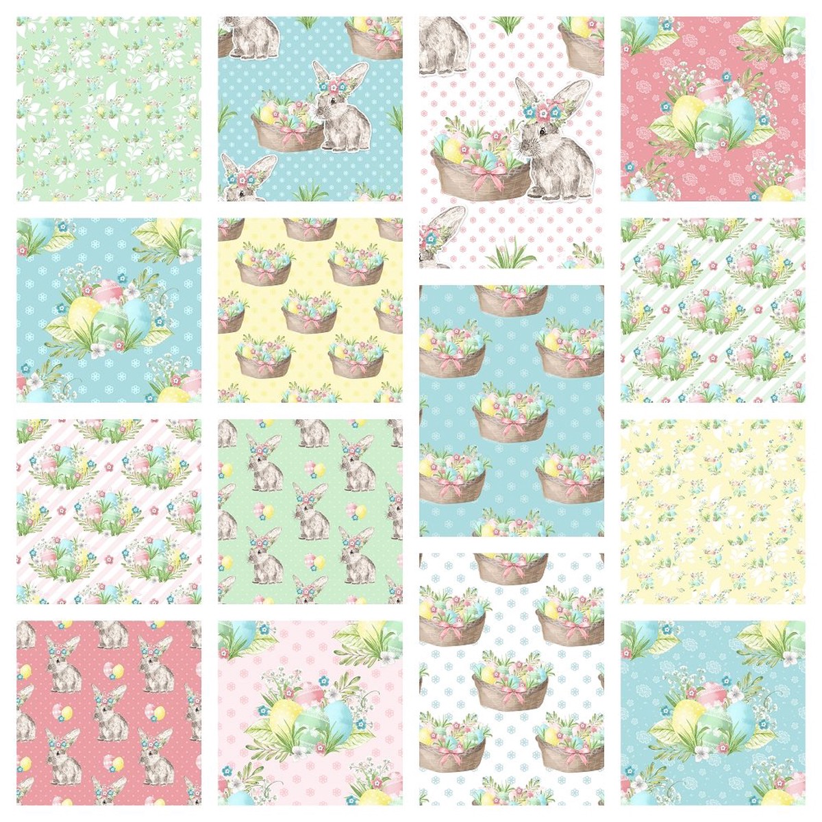 Pastel Easter Day Fat Quarter Bundle - 15 Pieces