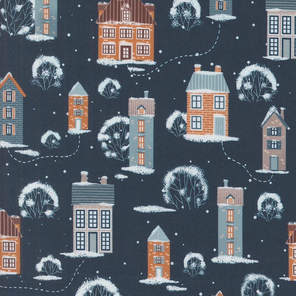 Moda Purrfect Christmas - Snowy Town Midnight 39044 16