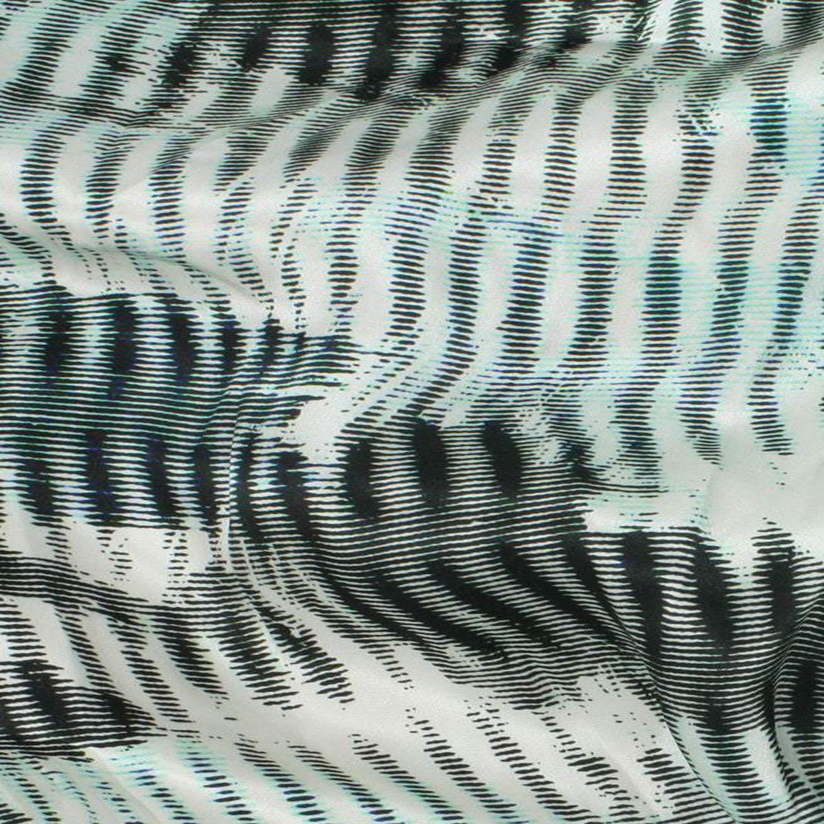 Silk Satin Print Grey / Aqua