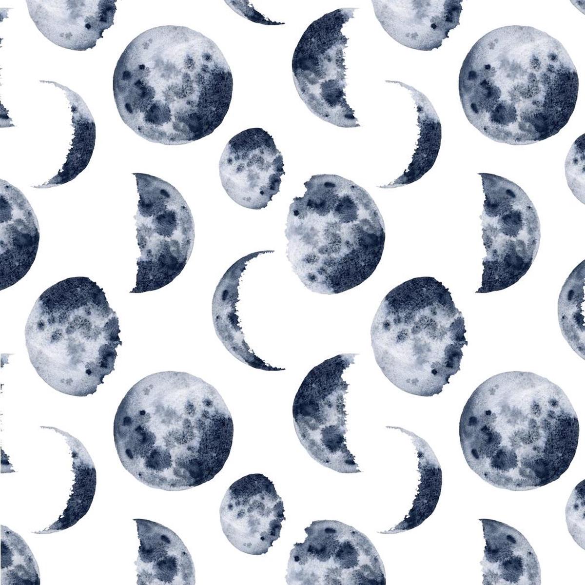Watercolor Moon Phases Fabric