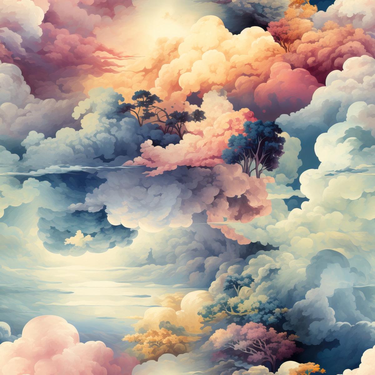Colorful Clouds Pattern 5 Quilting Cotton Fabric
