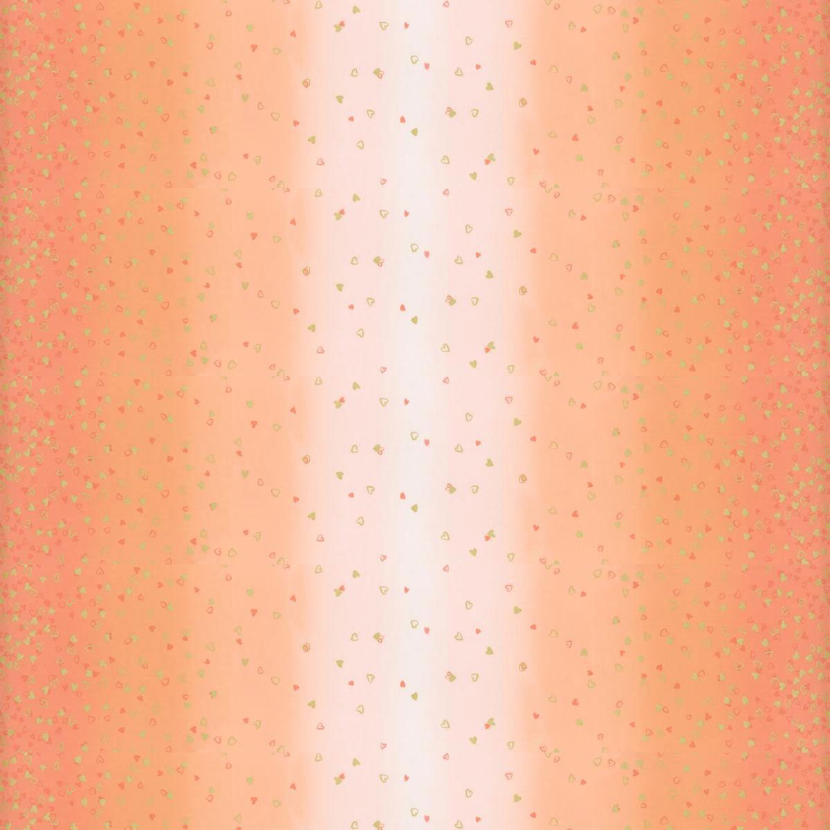 SALE I Heart Ombre METALLIC 10875 Coral - Moda - Light to Darker Orange Coral with Gold SPARKLE Stars - Quilting Cotton Fabric