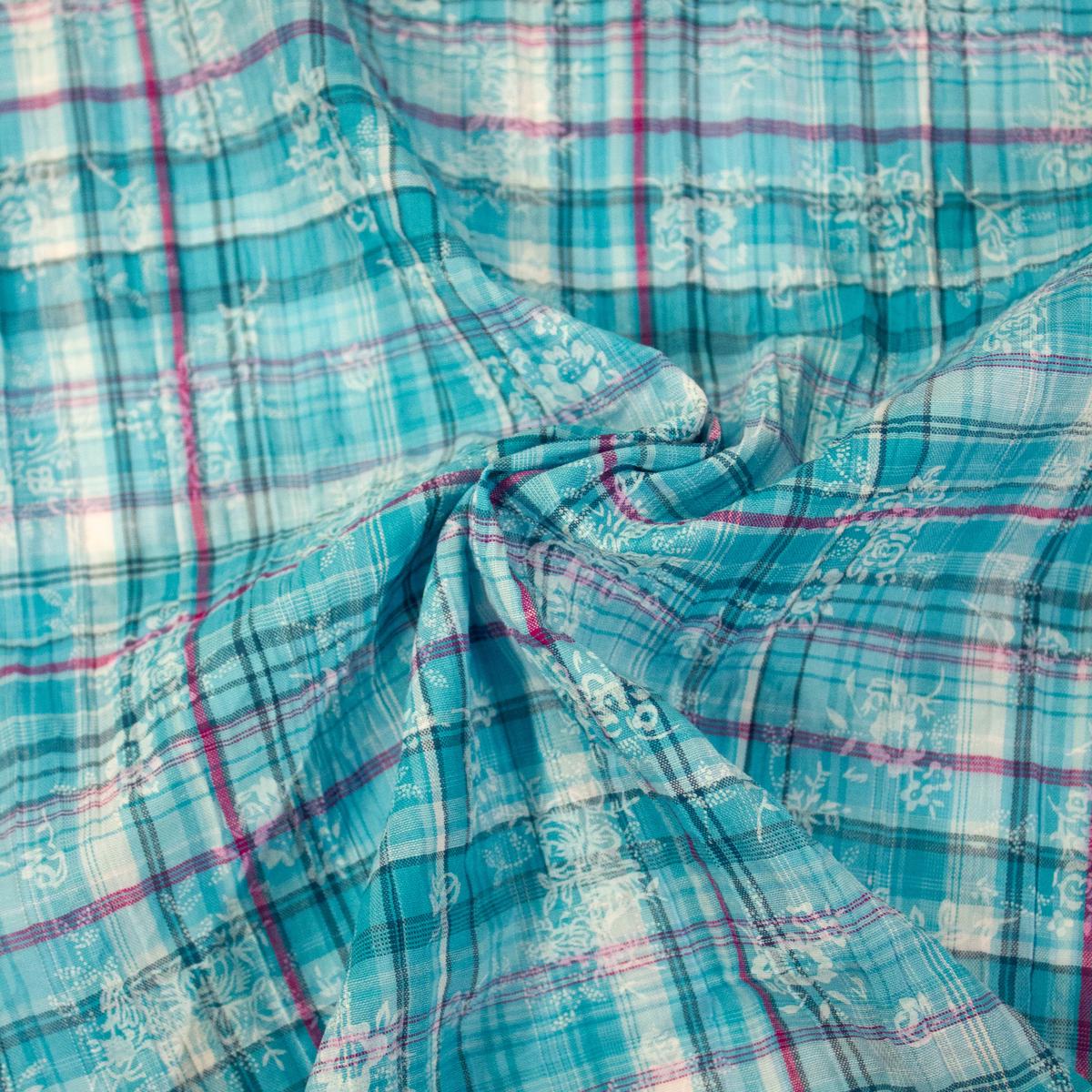 Xenia Turquoise Printed PolyCotton Fabric