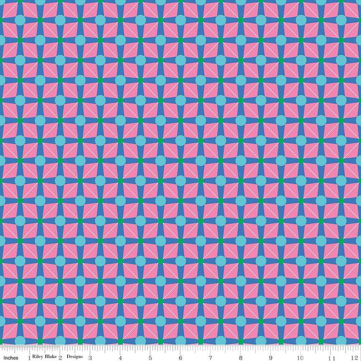 Fabric Riley Blake Blue Geo Celebrate by the Quarter Yard C15332-BLUE