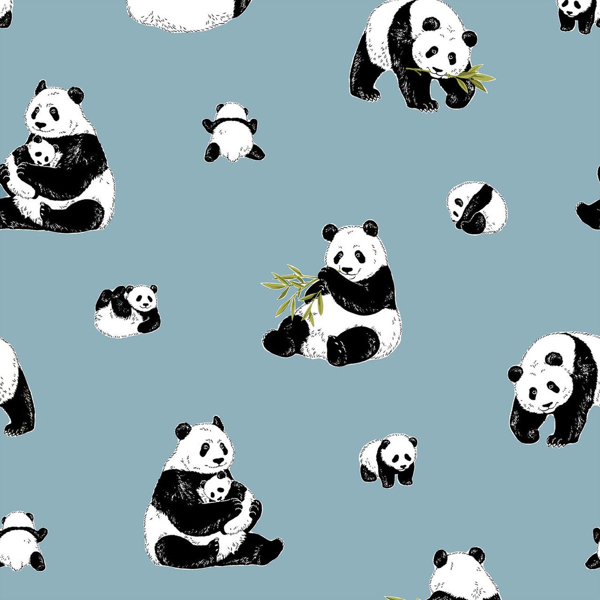 Pandas & Cats - Mint Canvas | COSAP52108-1C