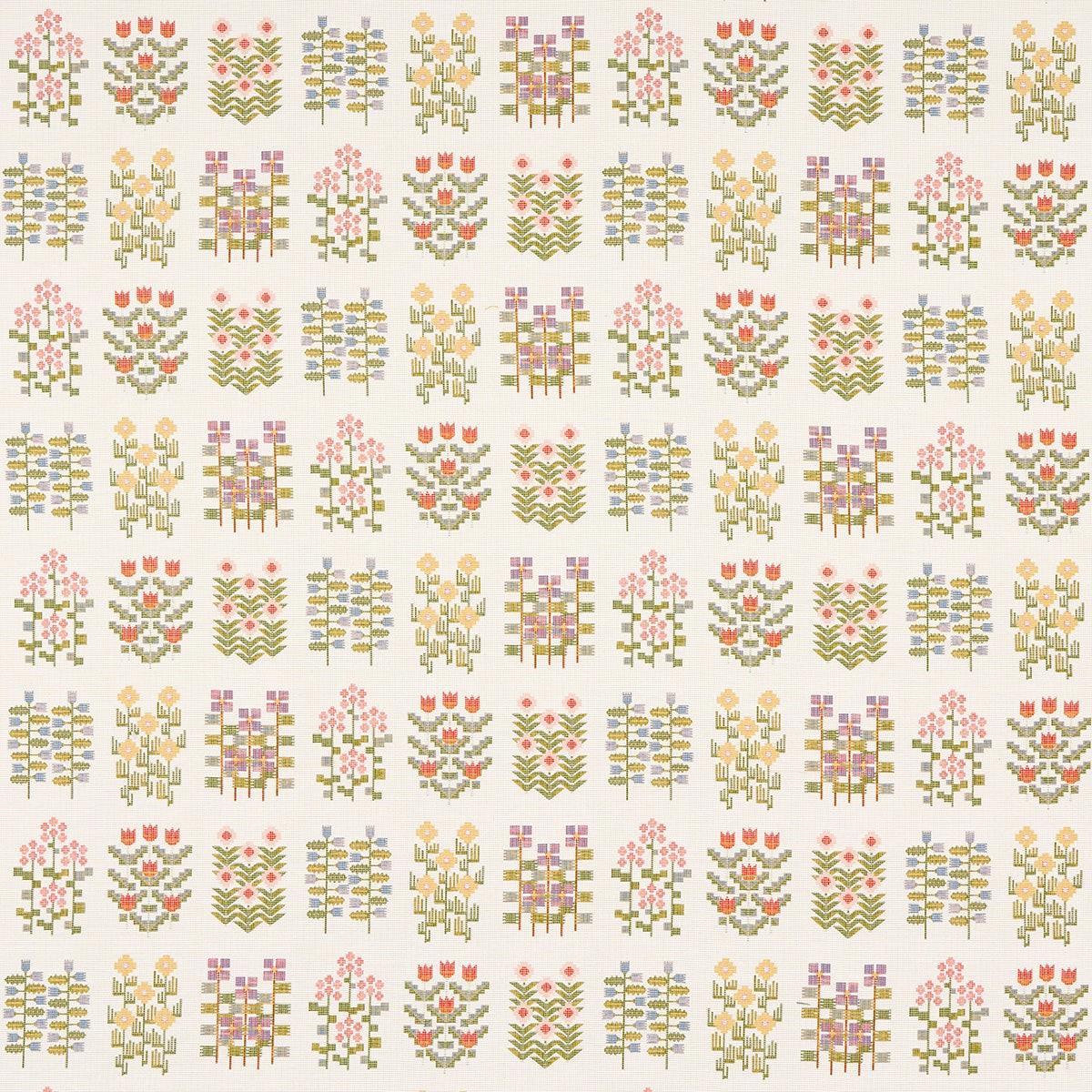 Annika Floral Tapestry Multi on Ivory Fabric
