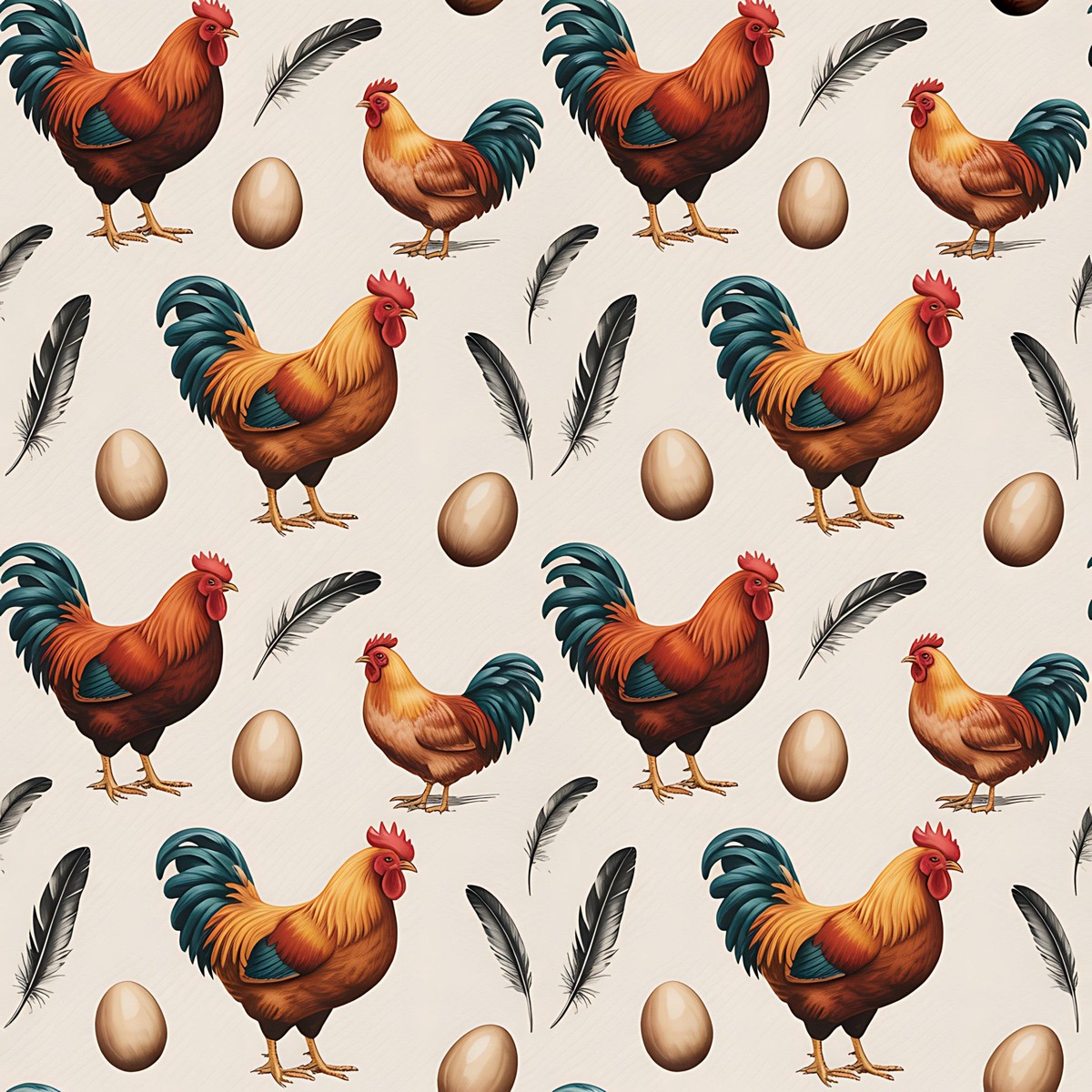 Chickens and Eggs Pattern 16 Quilting Cotton Fabric