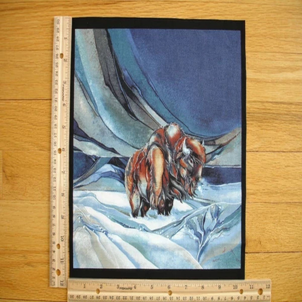 North American Bison Cotton Quilt Fabric Block 10 3/4" x 10"