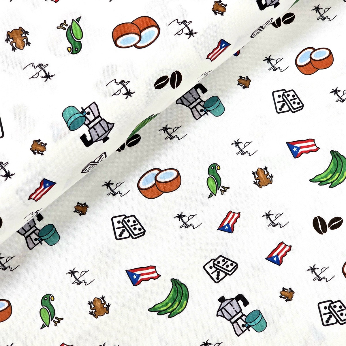 Printed Fabric 100% Cotton, 44/45" Puerto Rico - White