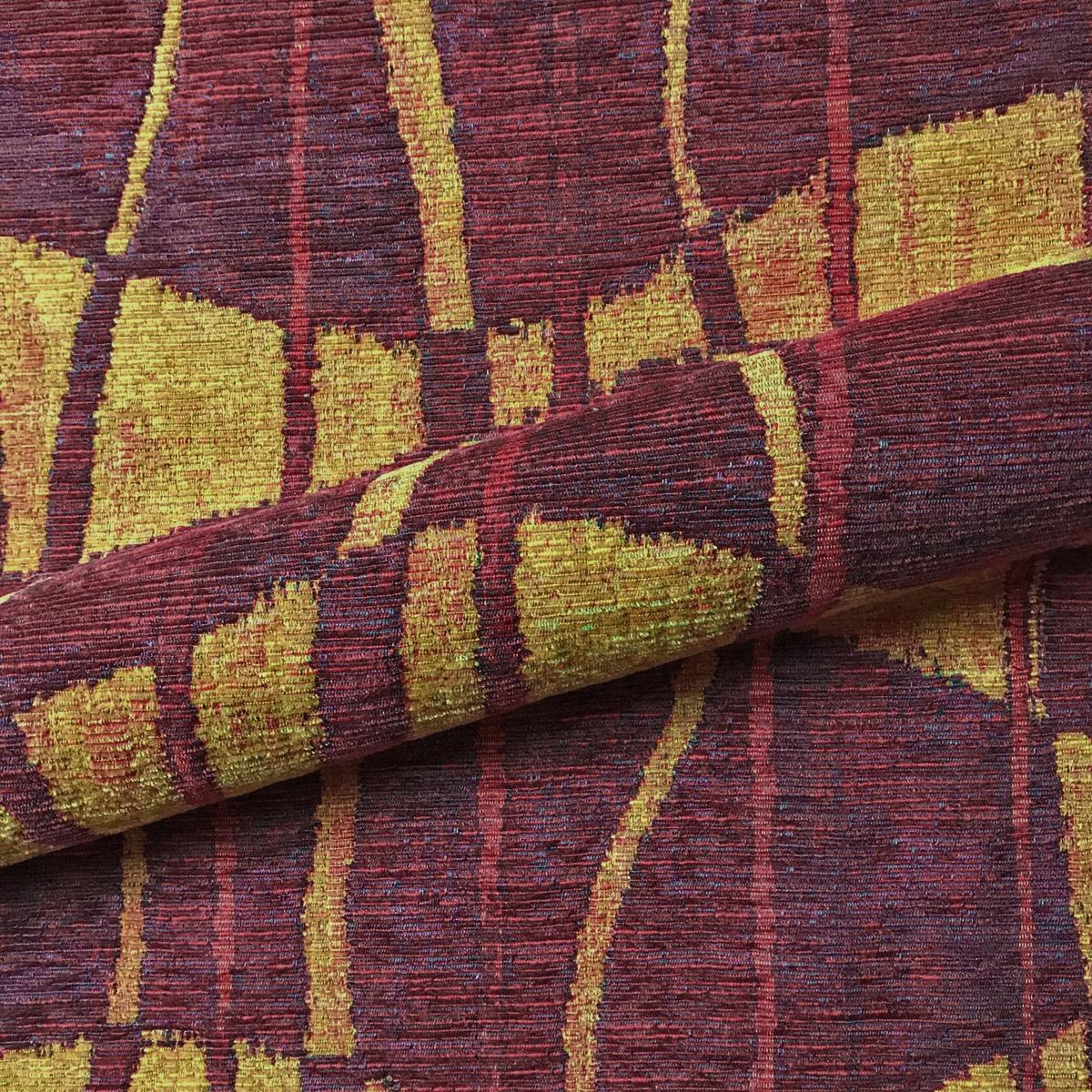 Retro Abstract 90's Canyon Red Tapestry Upholstery Fabric 54"