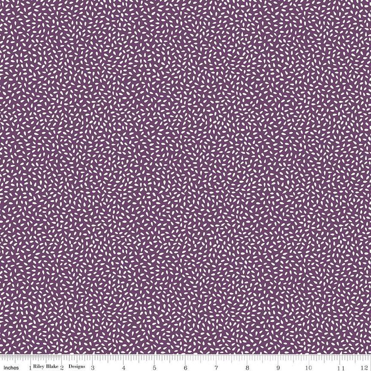 23" End of Bolt - Let It Bloom Seeds C14285 Purple - Riley Blake Designs - Cream Seeds on Purple - Quilting Cotton Fabric