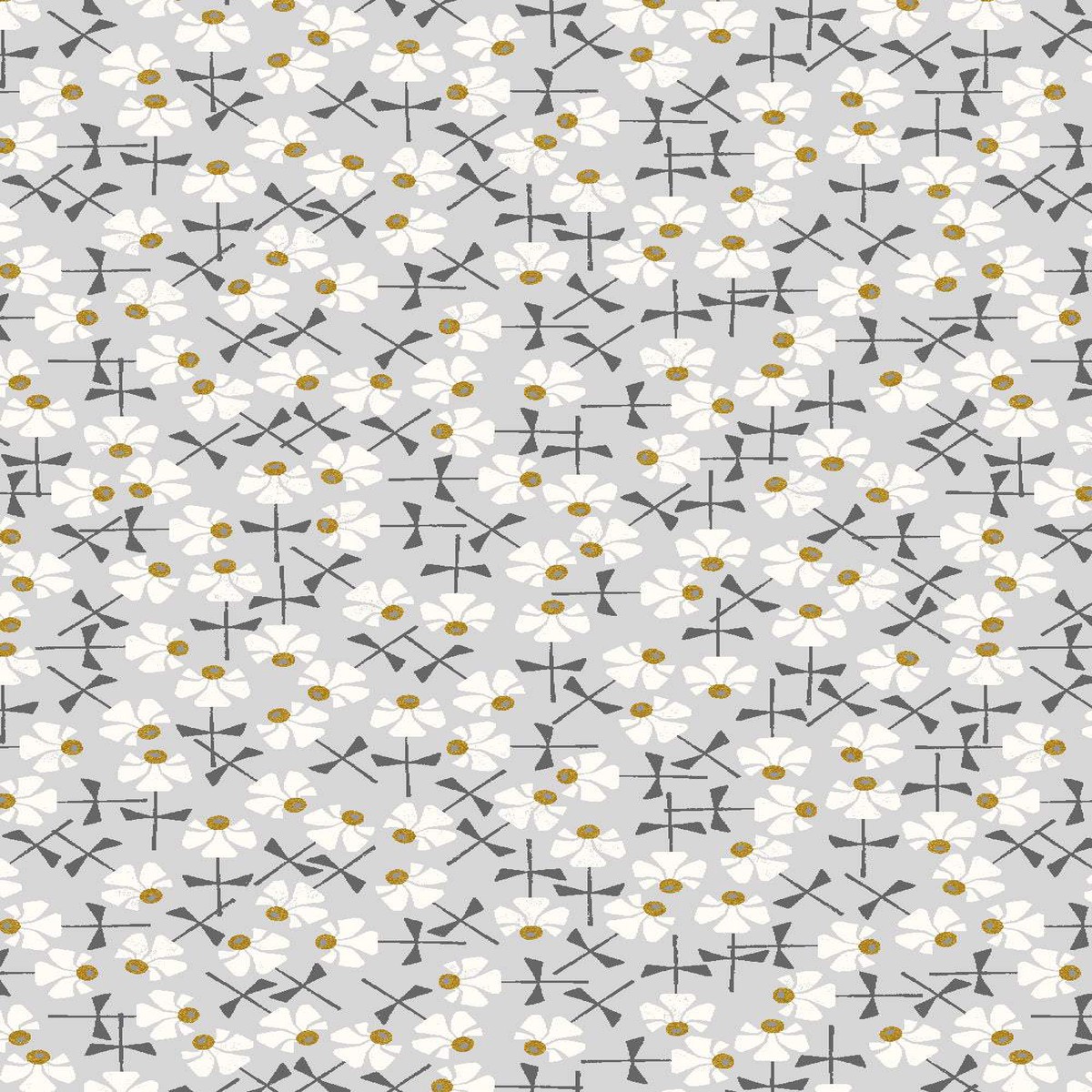 Sweet Floral Scent Flowery By Cotton + Steel Collaboration Gray Tint / Metallic