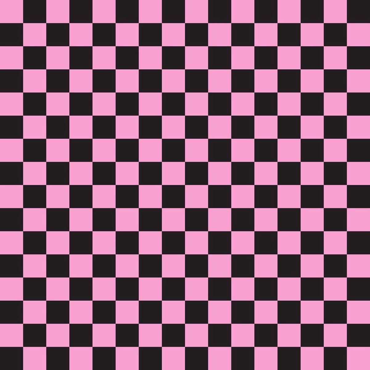 Checkered Basics Fabric - Cupid Pink on Black