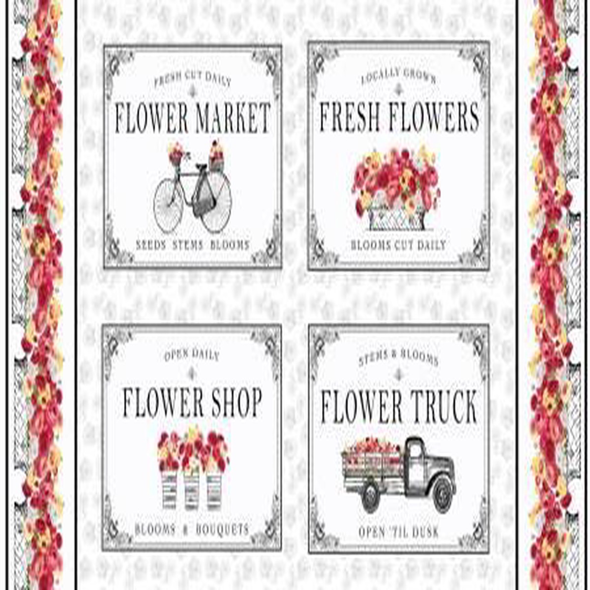 Henry Glass Flower Market, 645-09, White Multi, Jessica Mundo