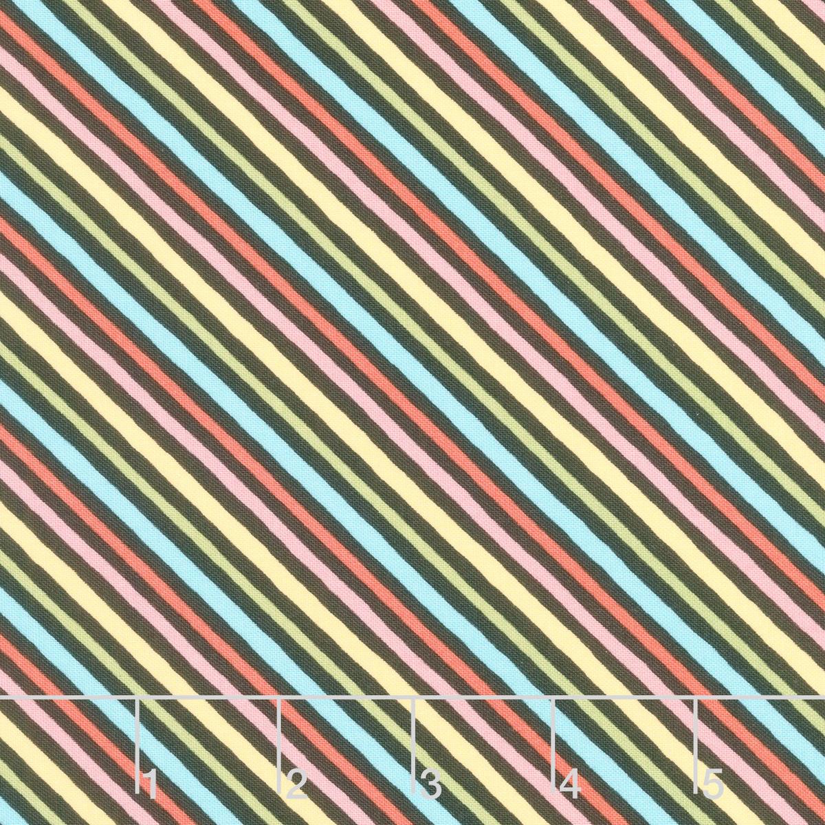 Sweet Little Pleasures - Diagonal Stripes Black Multi Yardage