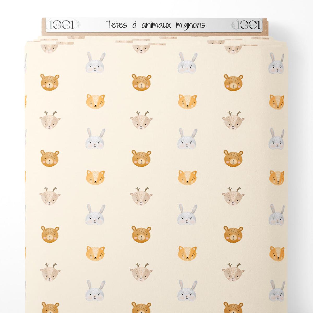 Tissu - Ttes d'animaux mignons