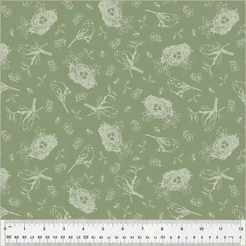 Afternoon in the Garden Beth Grove 54436-3 Sage Bird Song Cotton