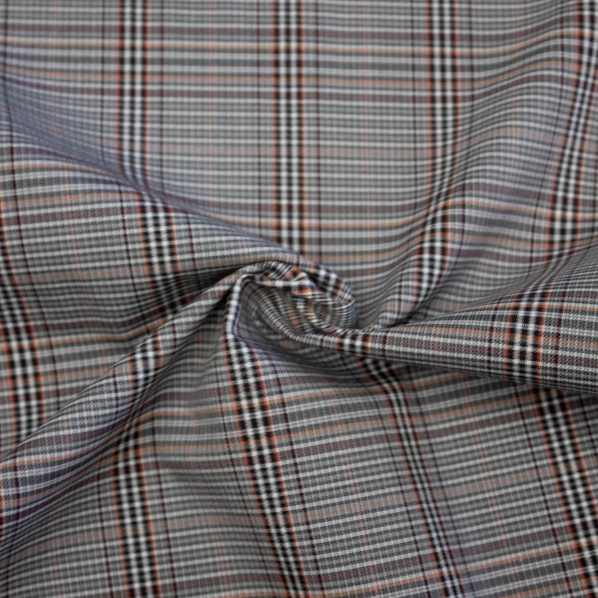 Ruth Grey Check Viscose Blend Fabric