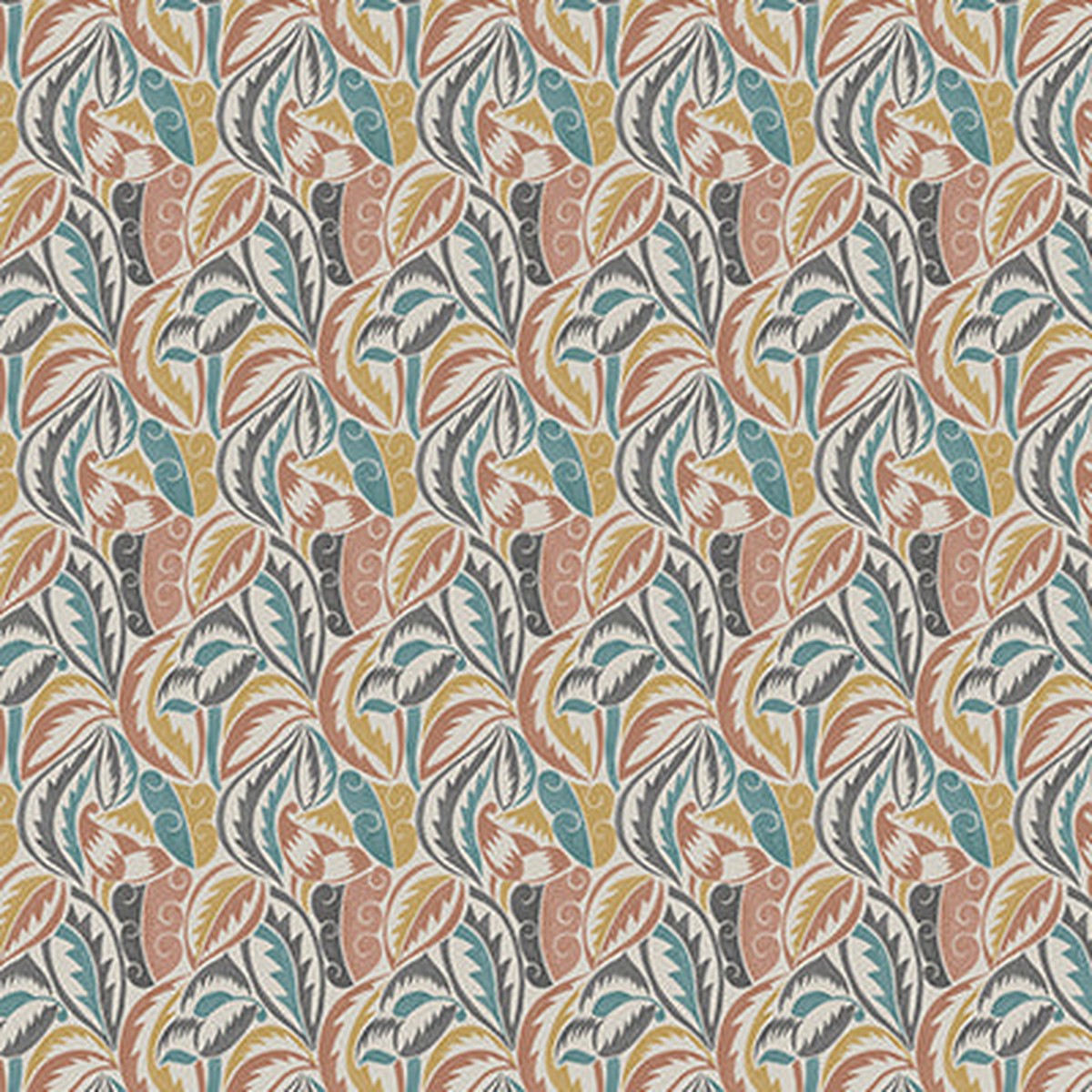 Solana Dufy Leaf Terracotta/Charcoal - Osborne & Little - F8107-02 Fabric