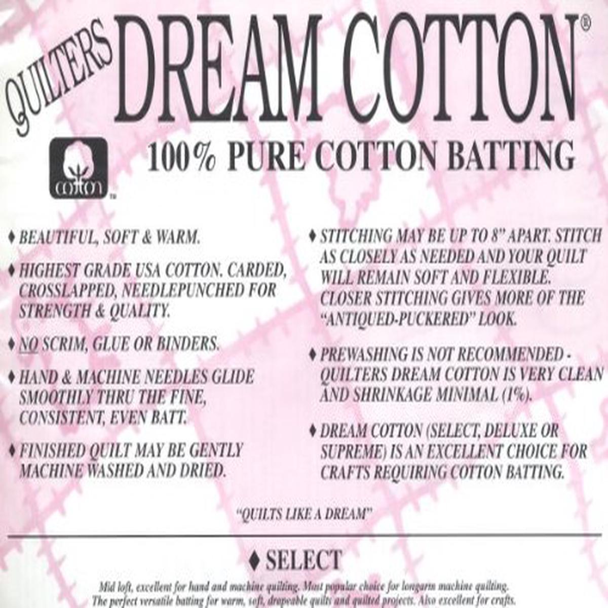 White - Quilter's Dream Select 100% Cotton Batting - 92in wide