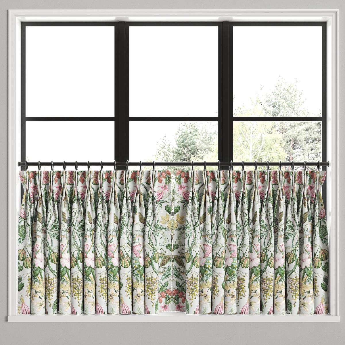 Pinch Pleat Cafe Curtains in Botanical - Seamist