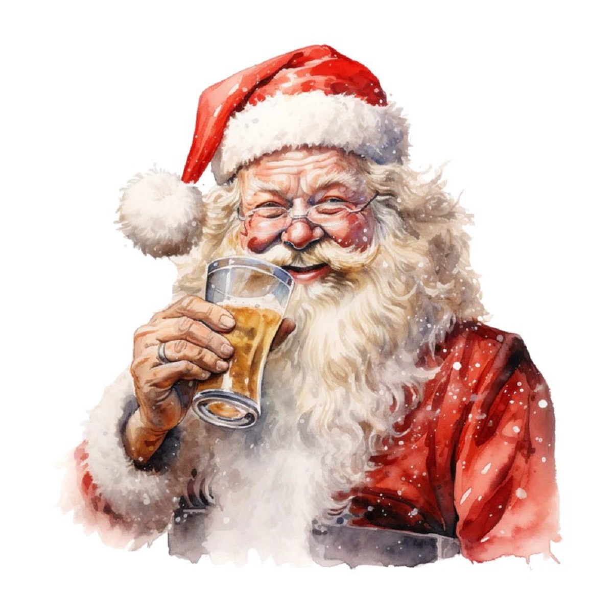 Santa Drinking Cider 1 Fabric Panel