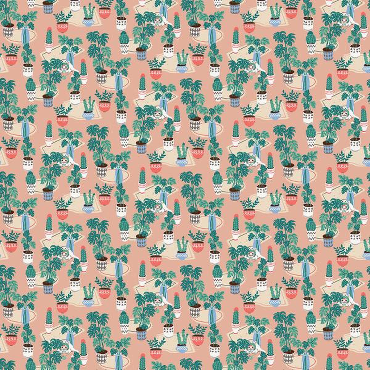 Hats for Cats-Plants/Hide Cats- Paintbrush Studio Cotton Fabrics