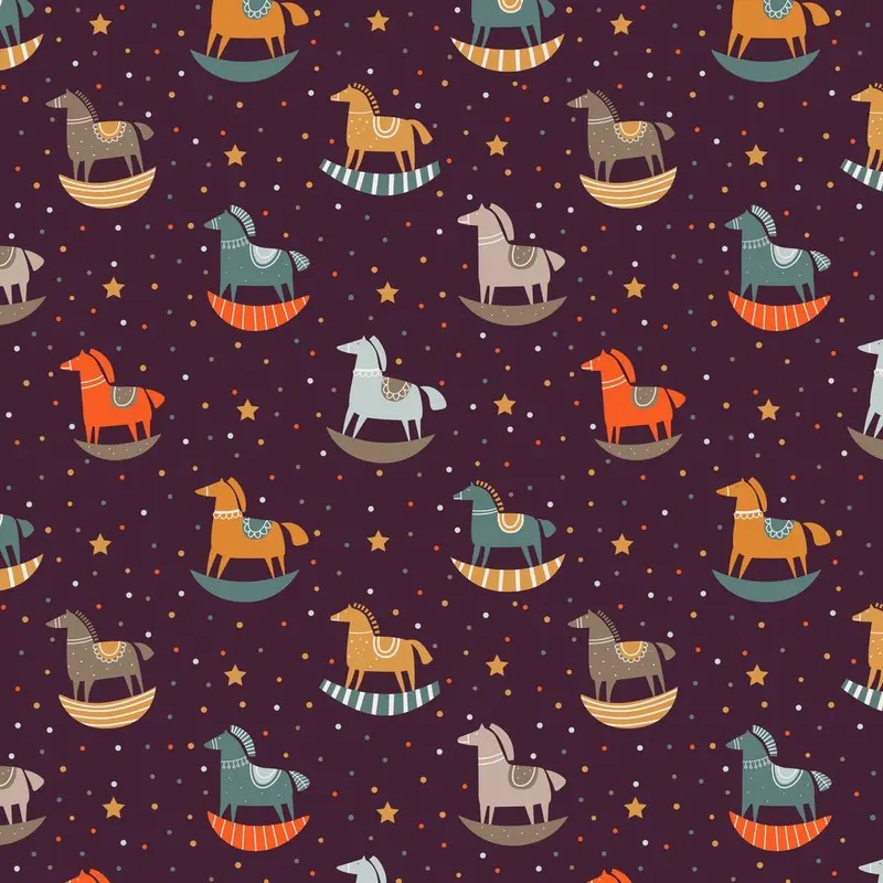 Wooden Rocking Horse Fabric- Purple