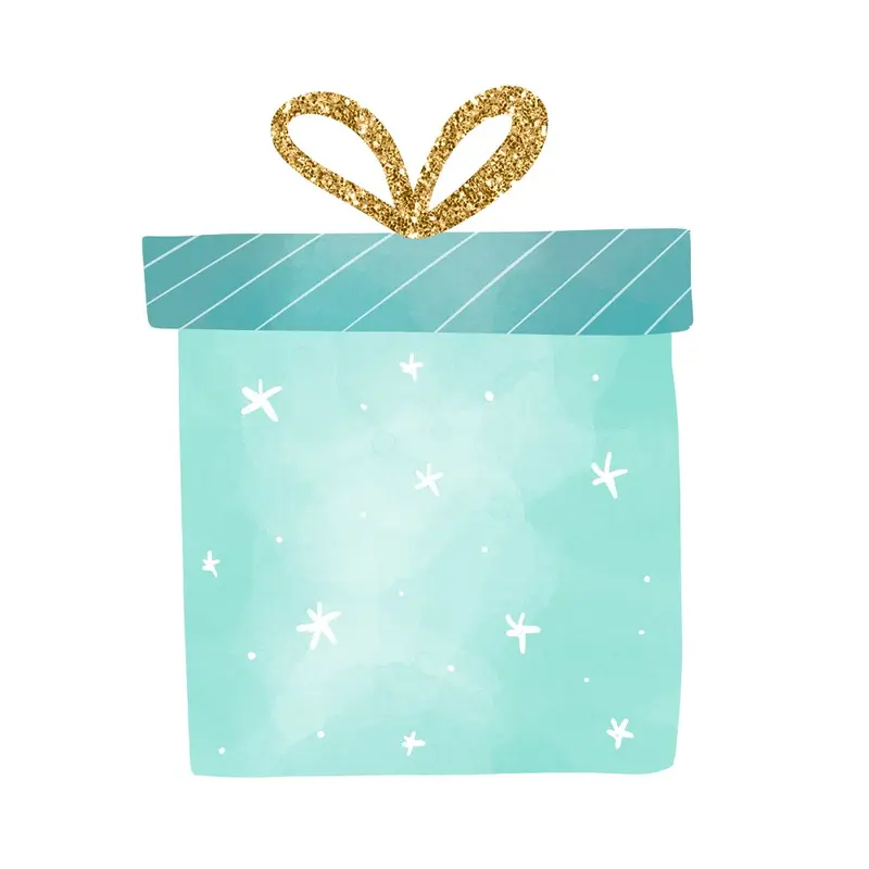 Christmas Dino Present Fabric Panel - Blue