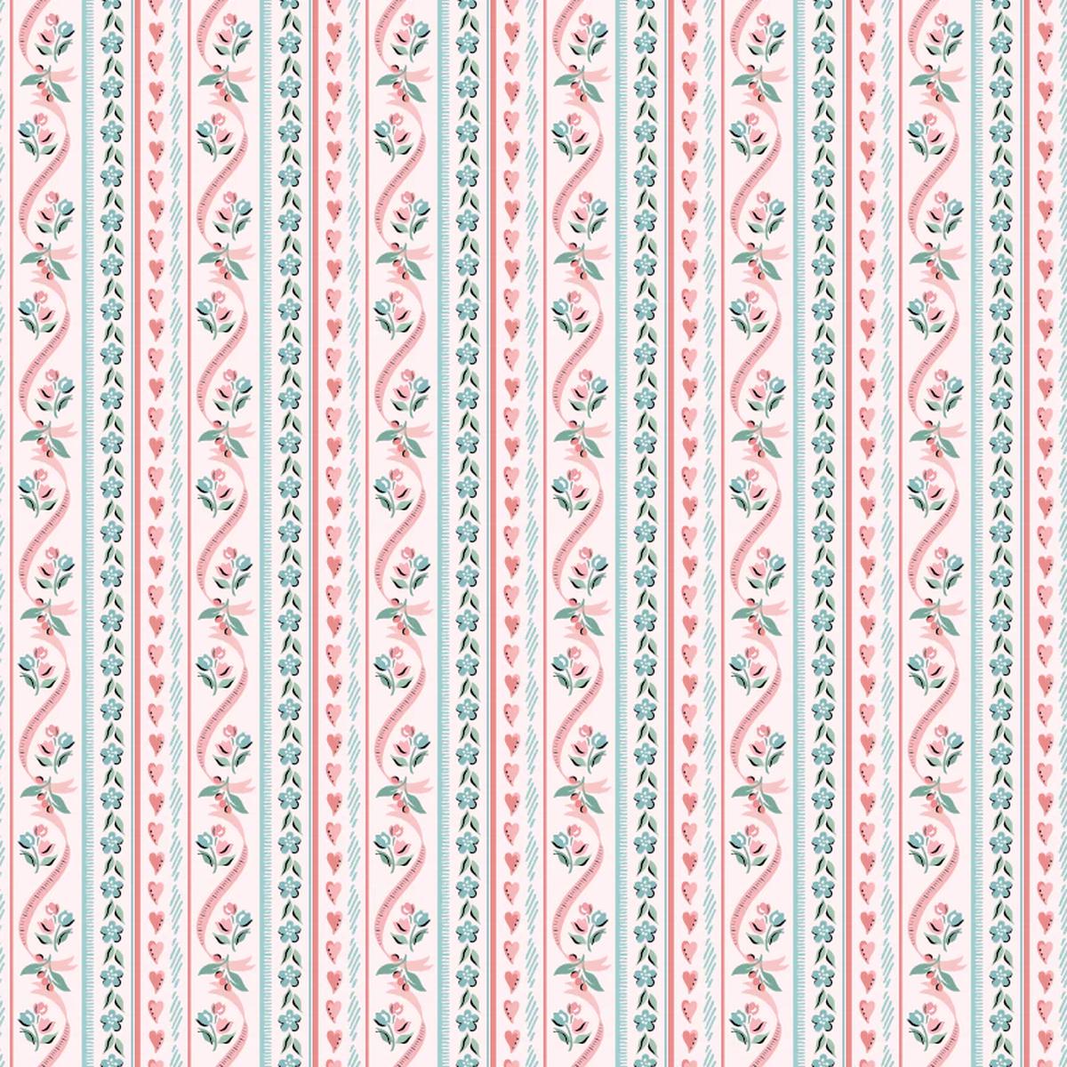 Fabric Poppie Cotton Pink Pillow Ticking Granny's Sewing Room by the Quarter Yard GS25921