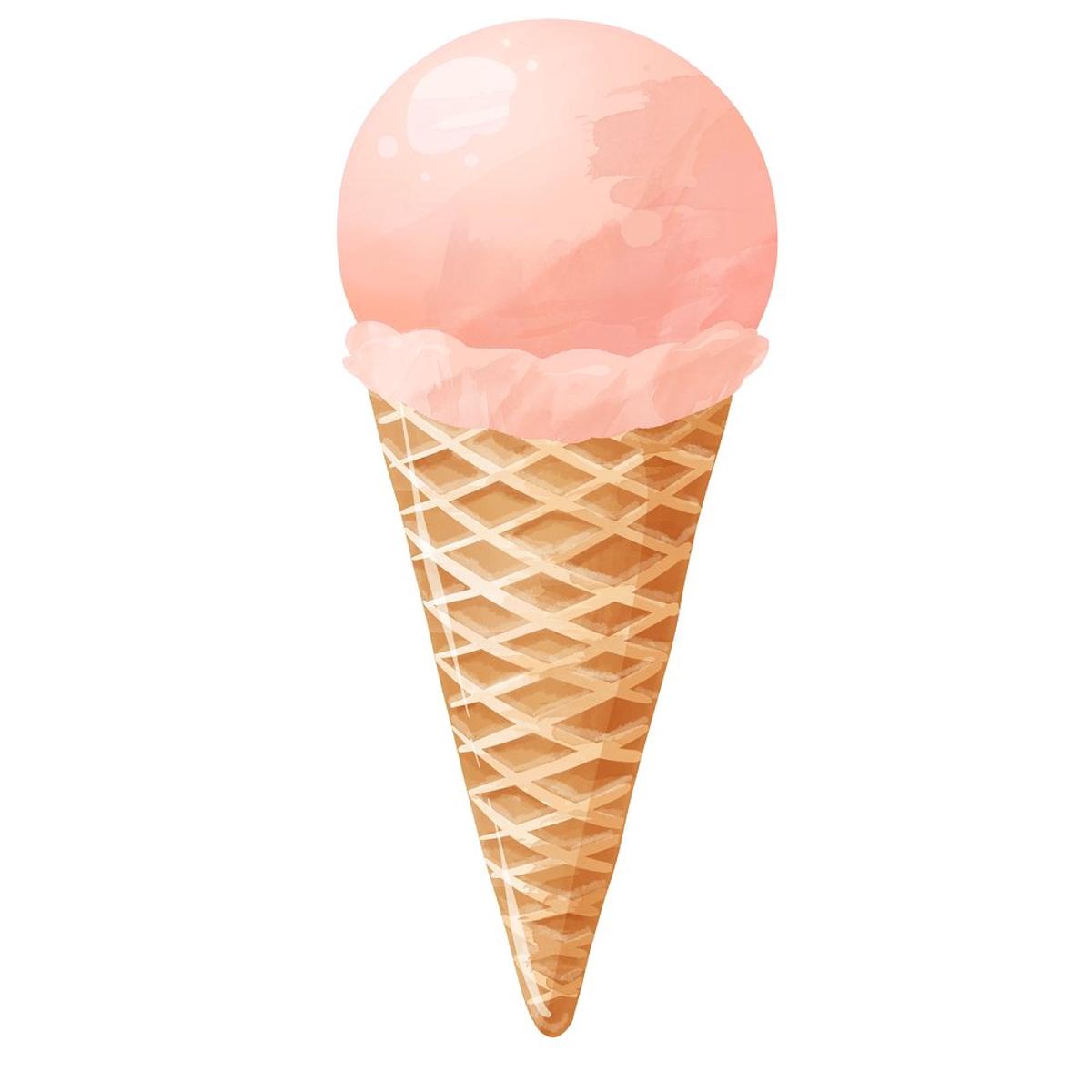 Ice Cream Cone Fabric Panel - Pink