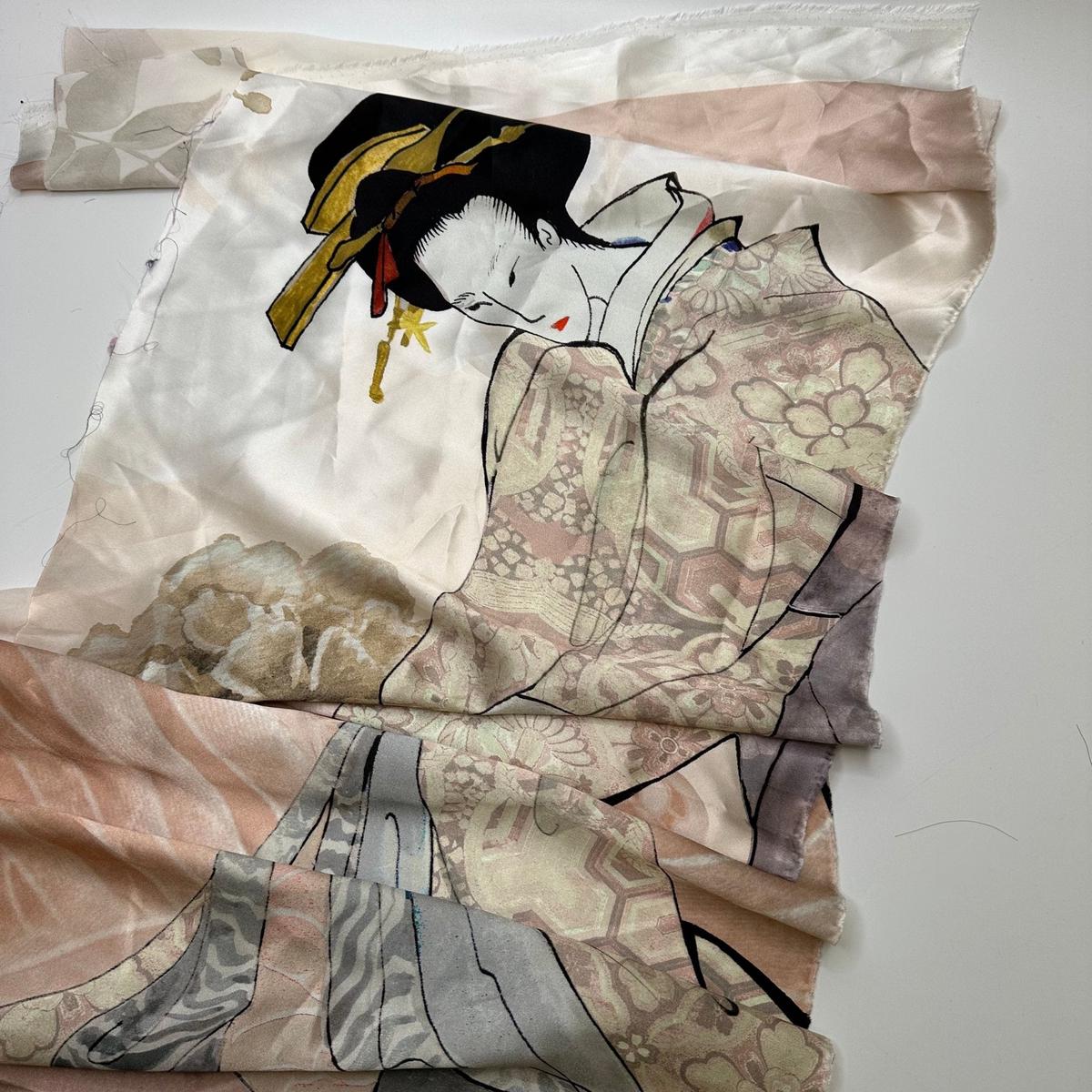 Perfect Bow - Satin Silk Woven - Light Pink/Cream Japanese Woman Bowing - 0.3M 2 Piece Pack