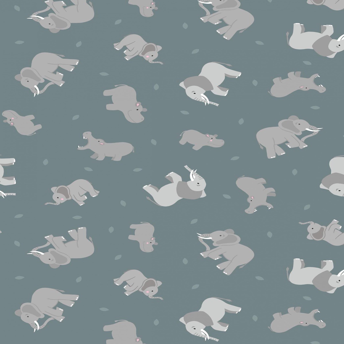 Small Things Wild Animals Elephants & Hippos By Lewis & Irene Grey Blue
