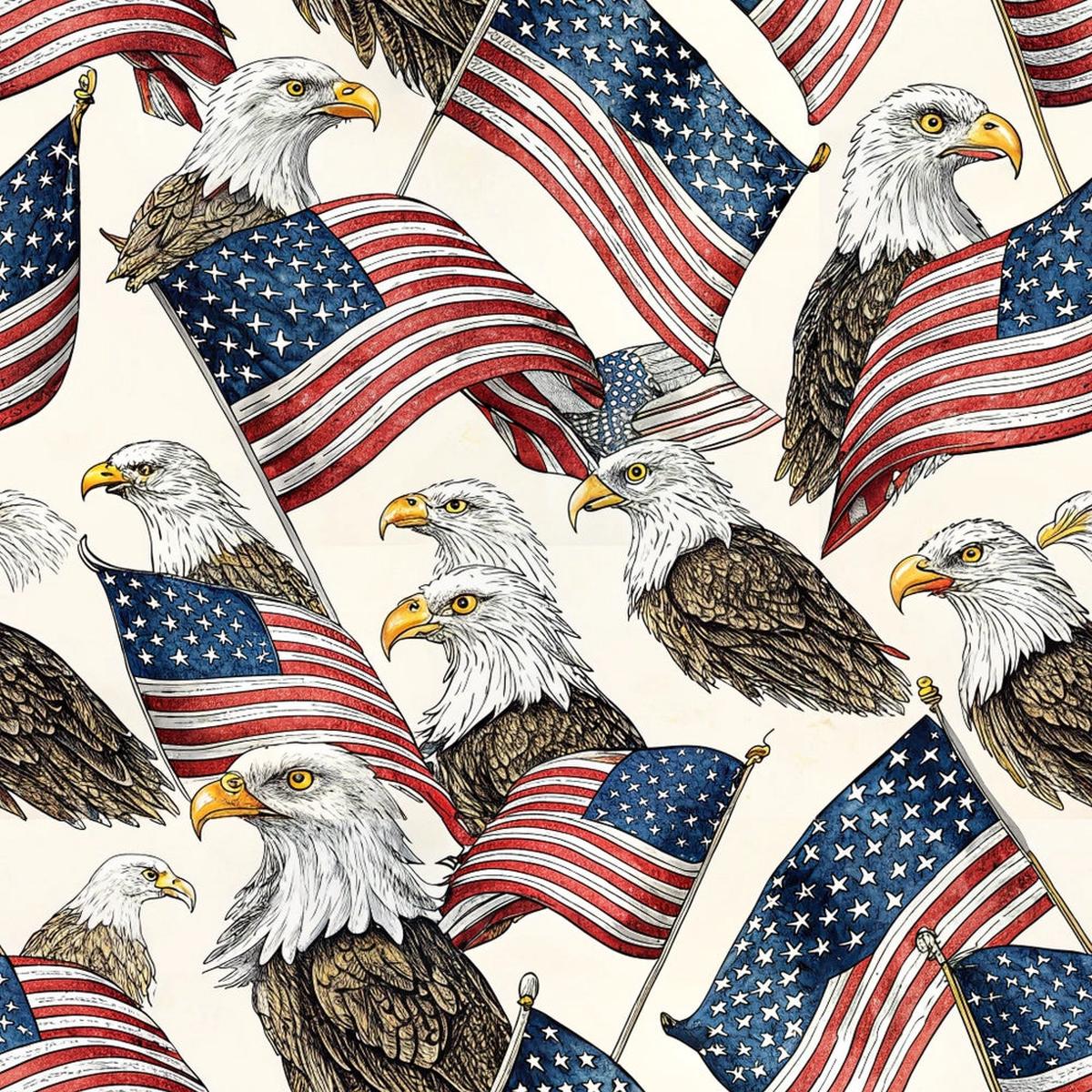 Bald Eagle Patriotic Pattern 4 Quilting Cotton Fabric