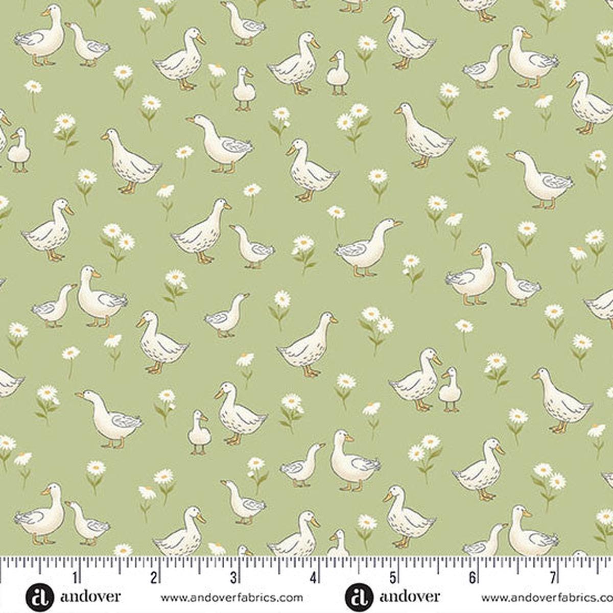 Little Ones Quilt Fabric - Ducks in Green- MU-190-G