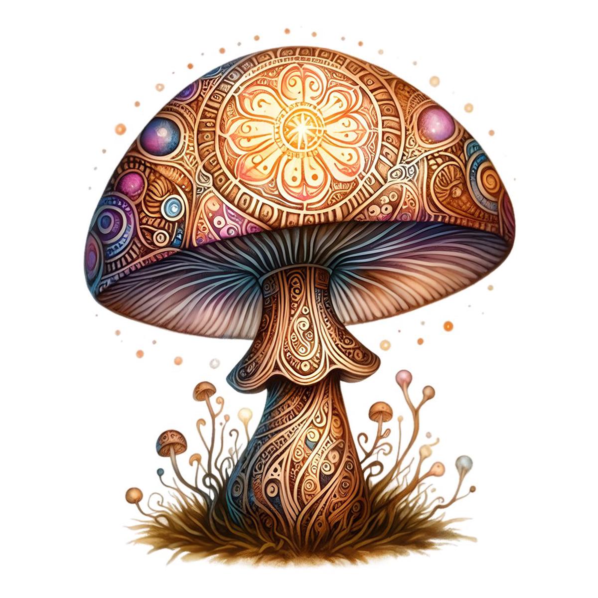 Mushroom Garden 9 Fabric Panel