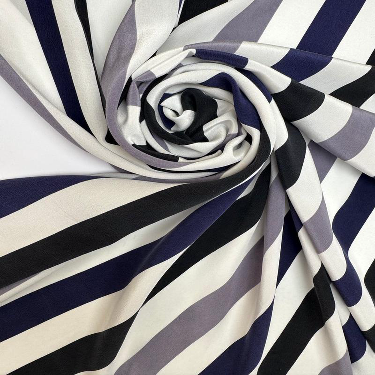 Printed Blue Silk Crepe
