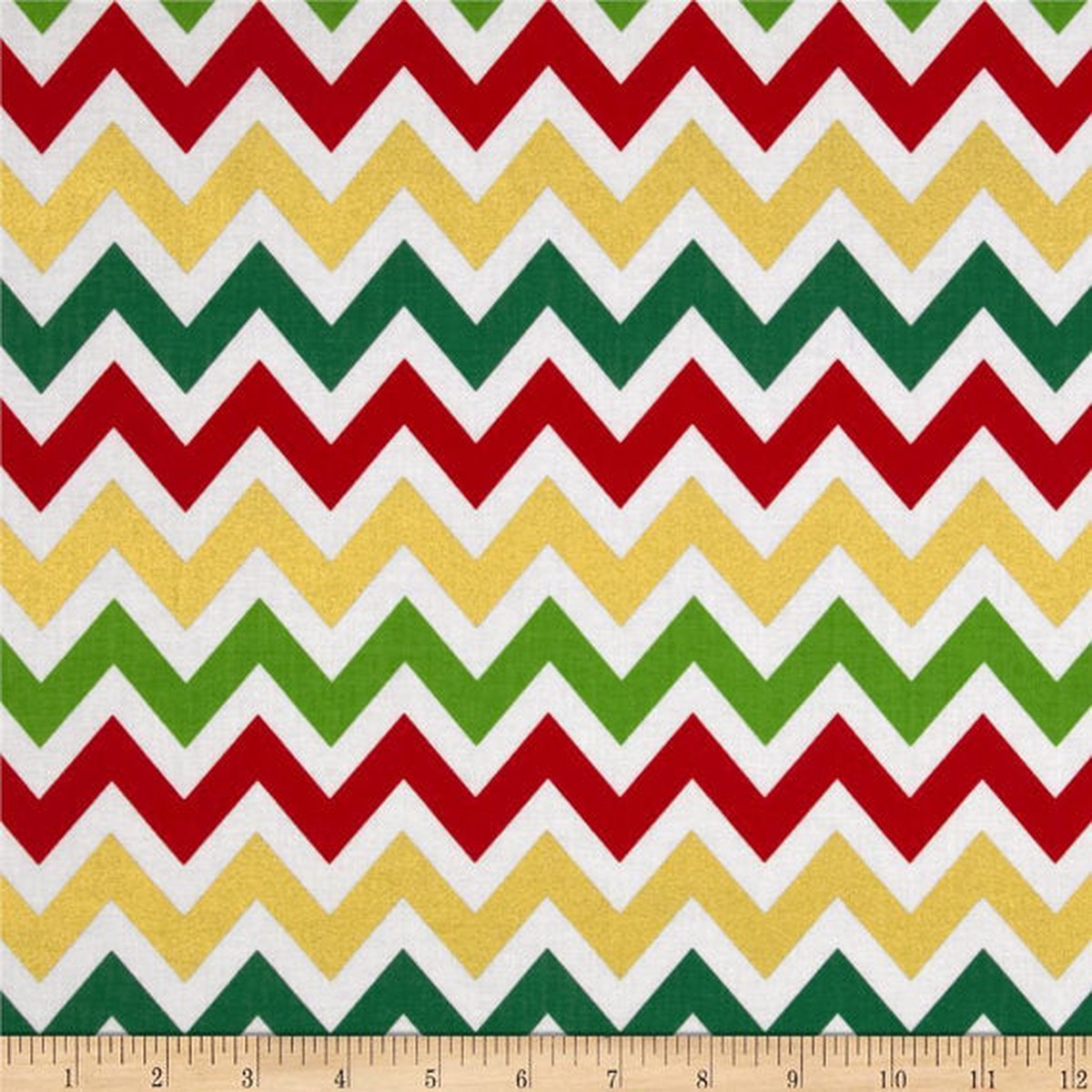 Robert Kaufman - Remix Metallic Large Chevron Holiday - Cotton Quilting Fabric 59" x 45" Remnant