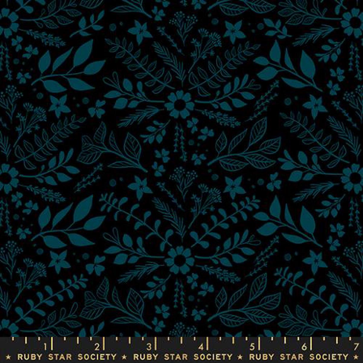 Herb Damask in Black --- Curio by Melody Miller for Ruby Star Society -- Moda Fabric