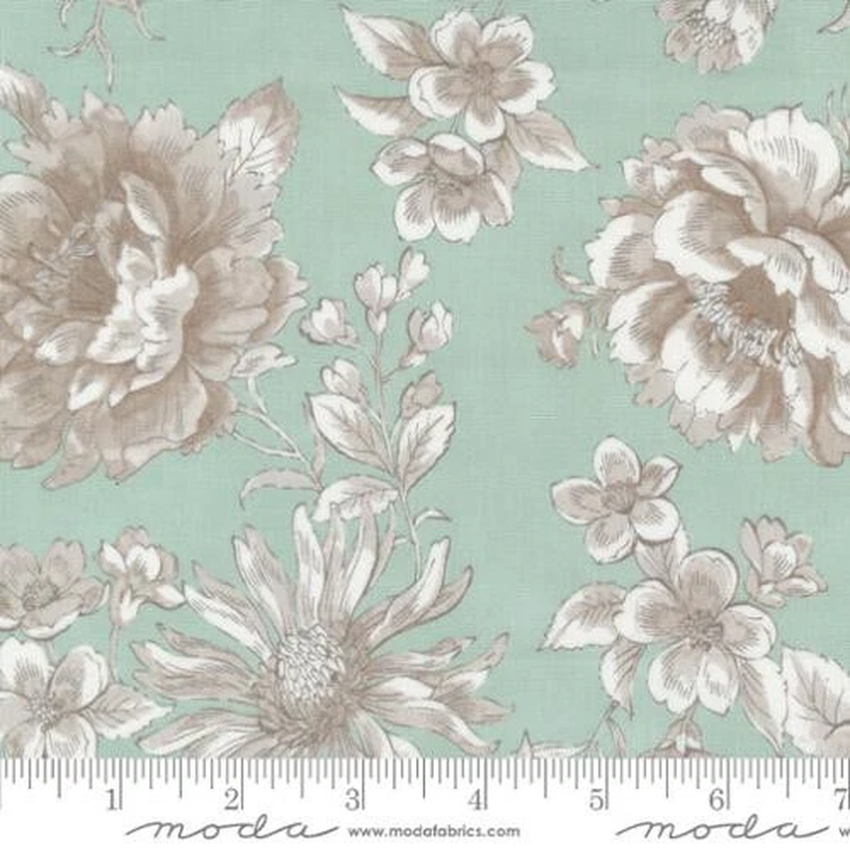 Sandalwood - Extra Wide Quilt Backing - Aqua Romantic Floral # 108019-13