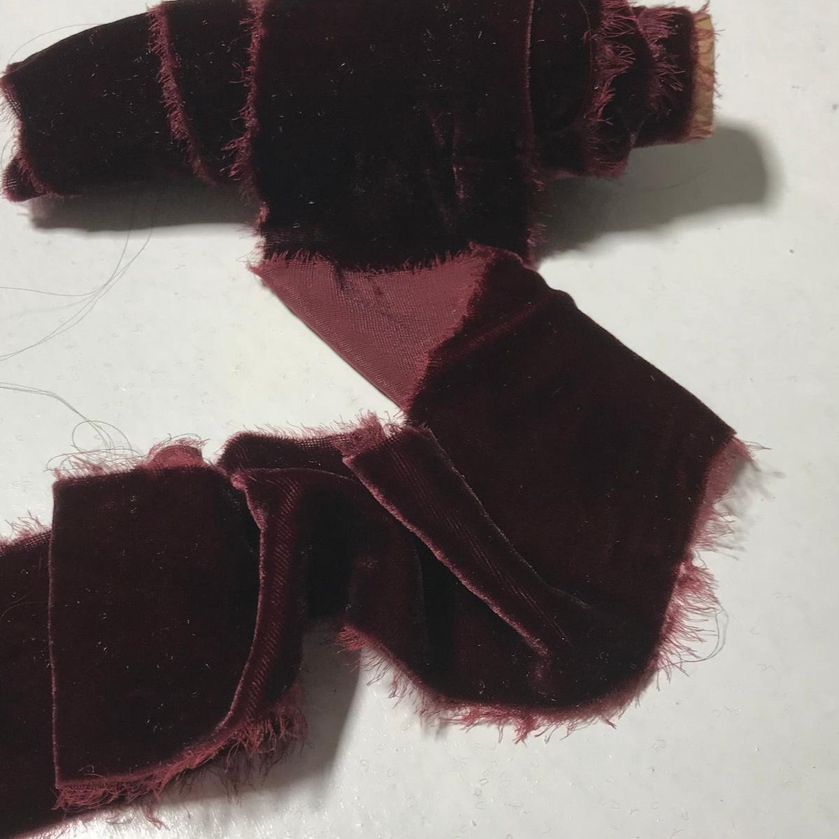 Burgundy Red Silk Velvet Ribbon