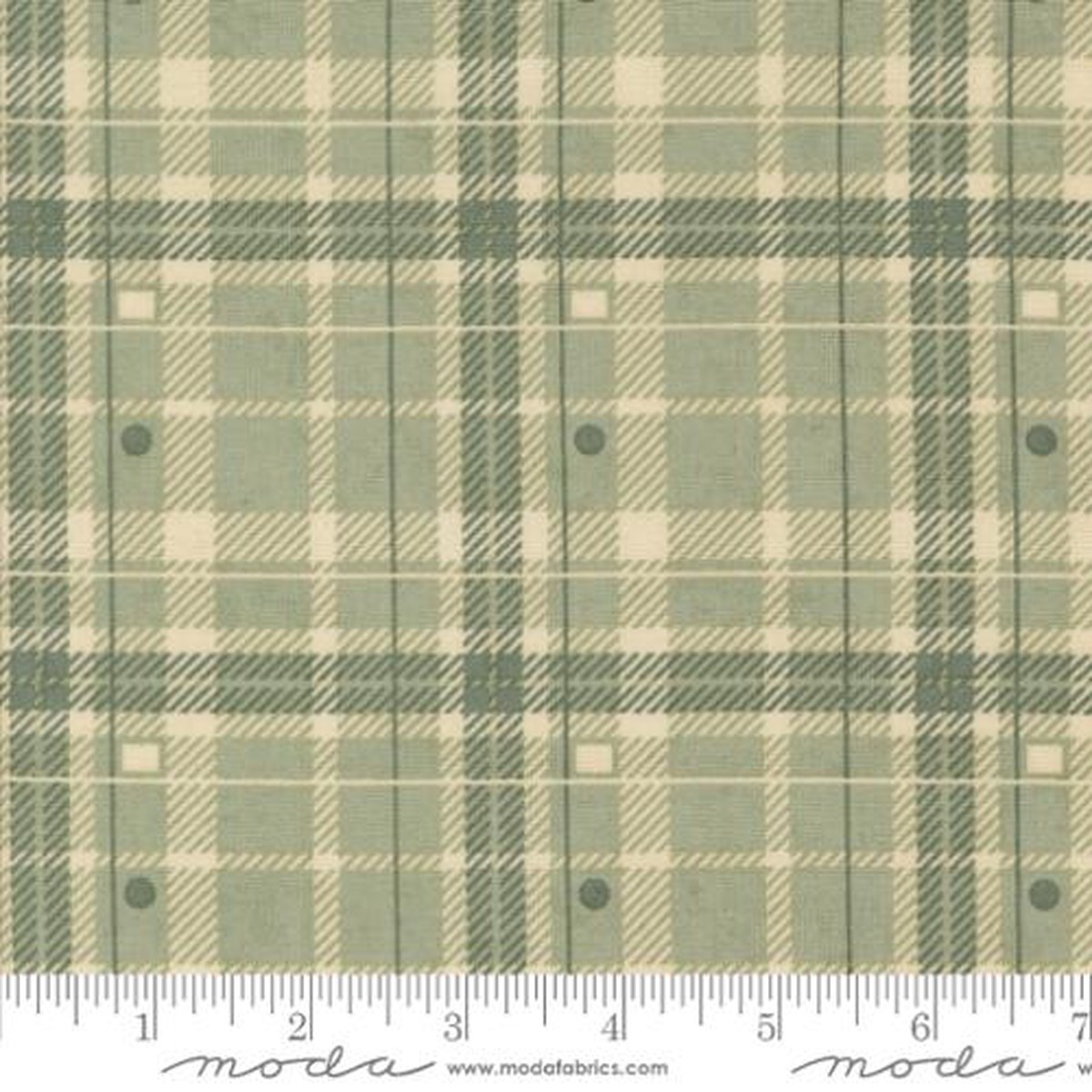 Fabric Moda Sage Hayride Plaid Acorn Hollow by the Quarter Yard 30764-20
