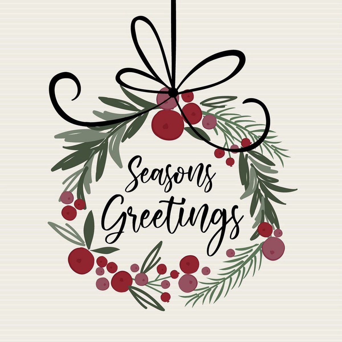 Seasons Greeting Wreath Fabric Panel - Tan