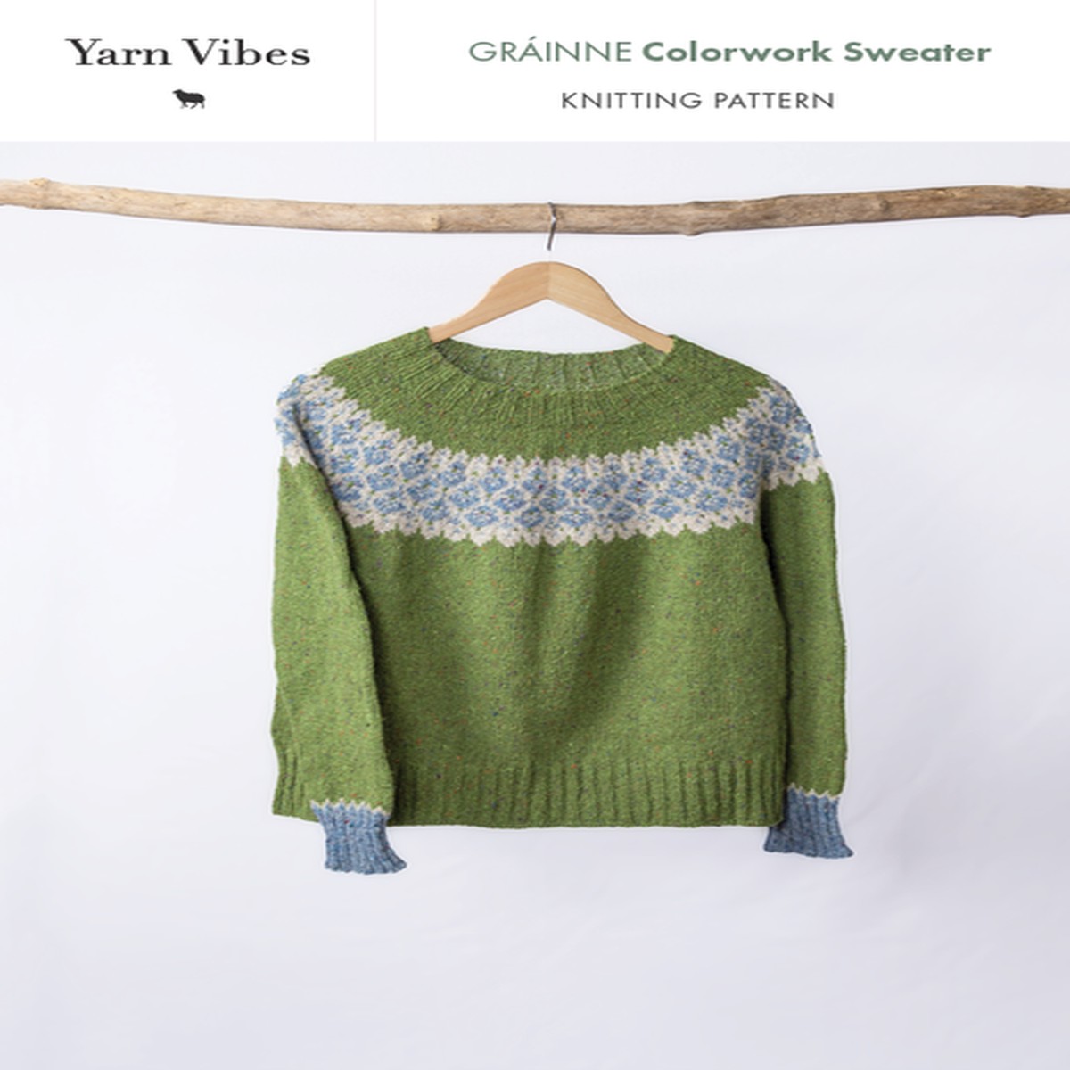 Grinne Colorwork Sweater in Yarn Vibes Cliffs of Moher 4-Ply Irish Tweed - PDF